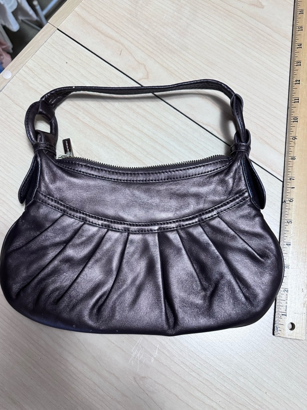 Antonio Melani Women's Small Pleated Leather hand Bag - Bronze
